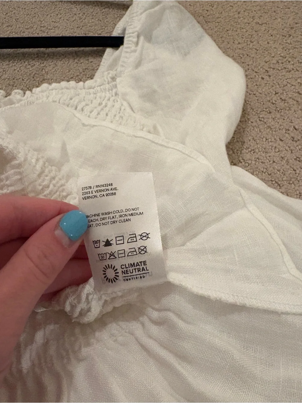 Reformation White Smocked Linen Puff Sleeve Blouse Size S